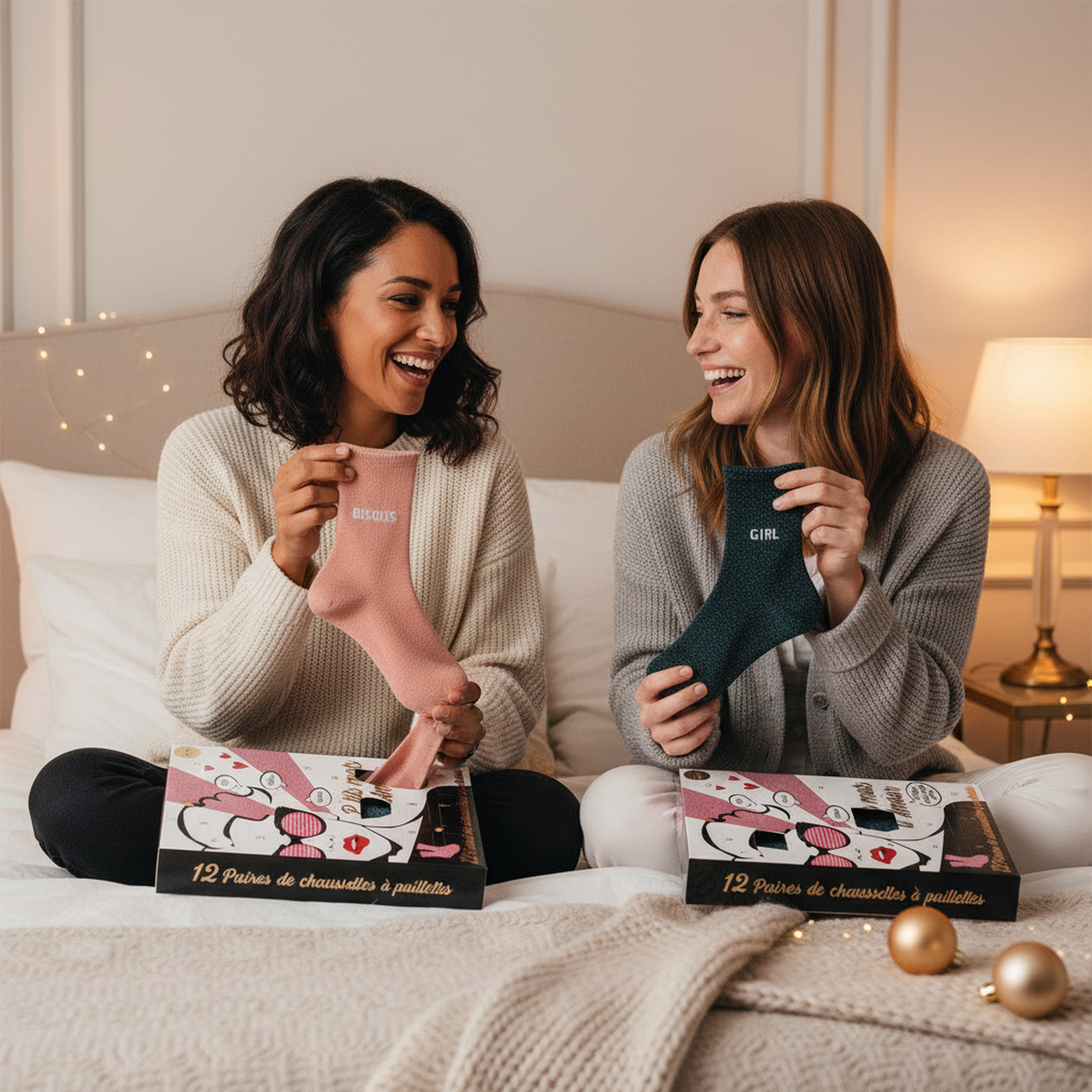 Voir la diapositive 4 : OZABI Ozabi chaussettes à paillettes calendrier de l'avent- coffret cadeau 12 paires