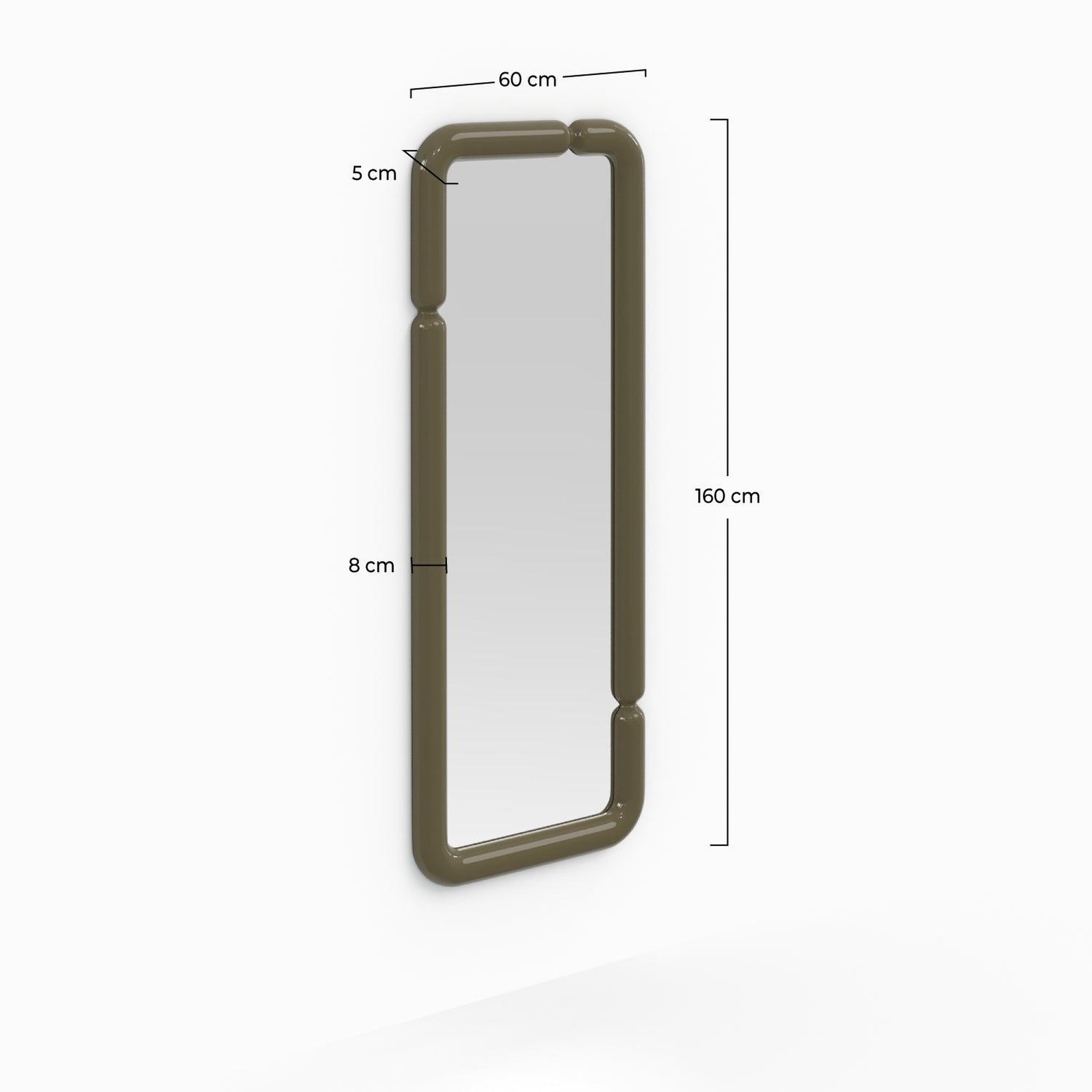Voir la diapositive 4 : MAISON PAVANE Miroir rectangulaire laqué vert kaki 160 x 60 cm-Silk