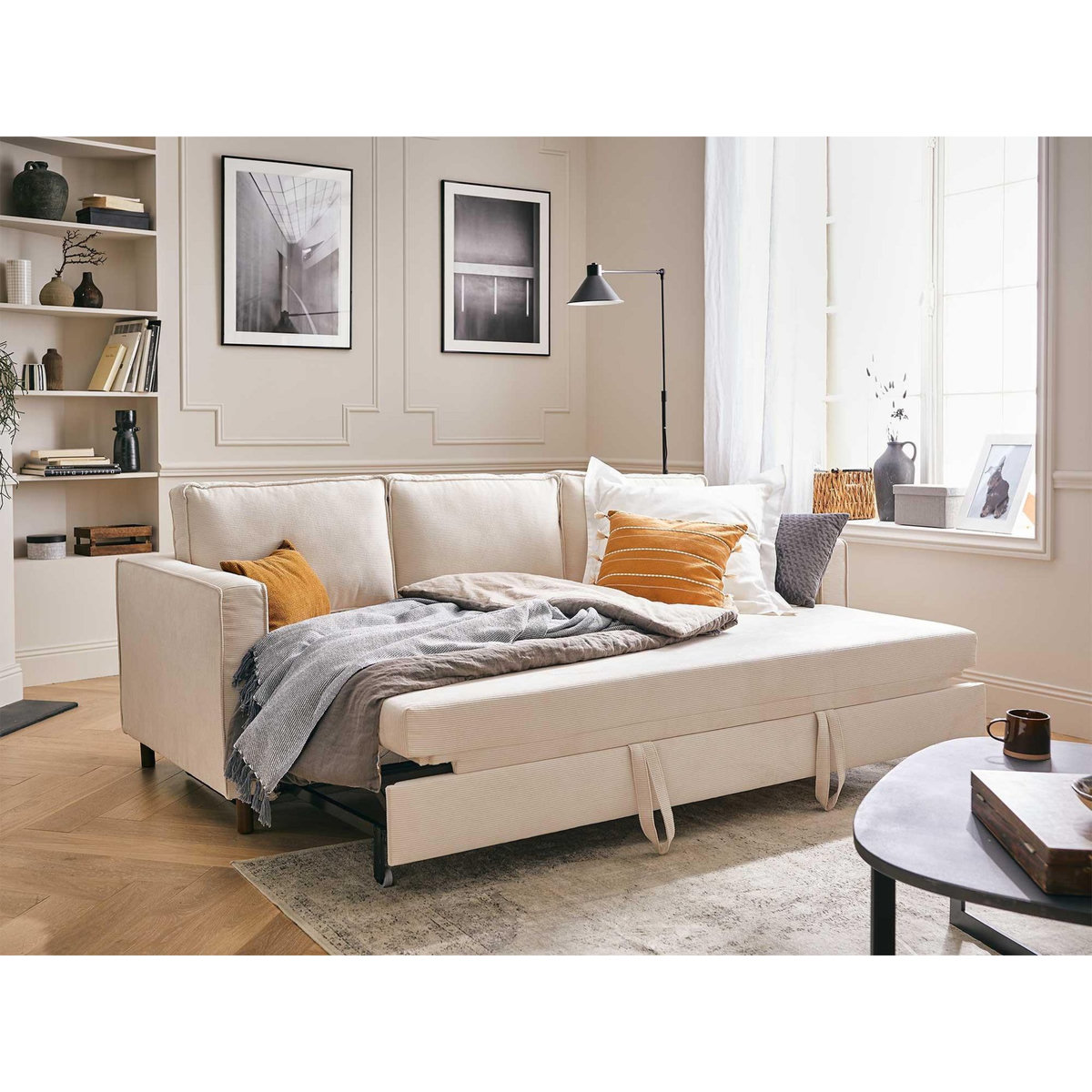 LISA DESIGN Jake - canapé 3 places - convertible - en velours côtelé