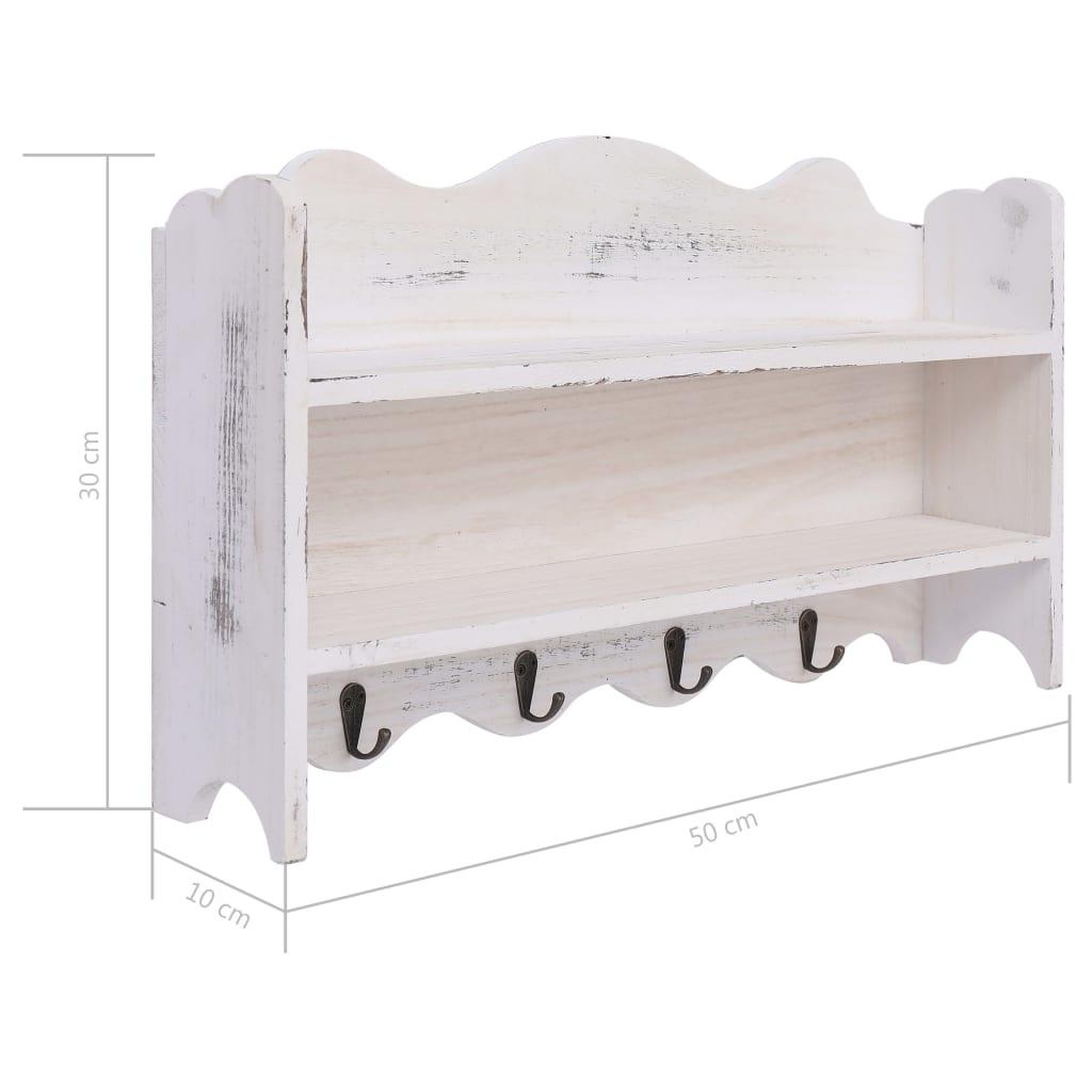 Voir la diapositive 6 : VIDAXL Porte-manteau mural Blanc 50x10x30 cm Bois