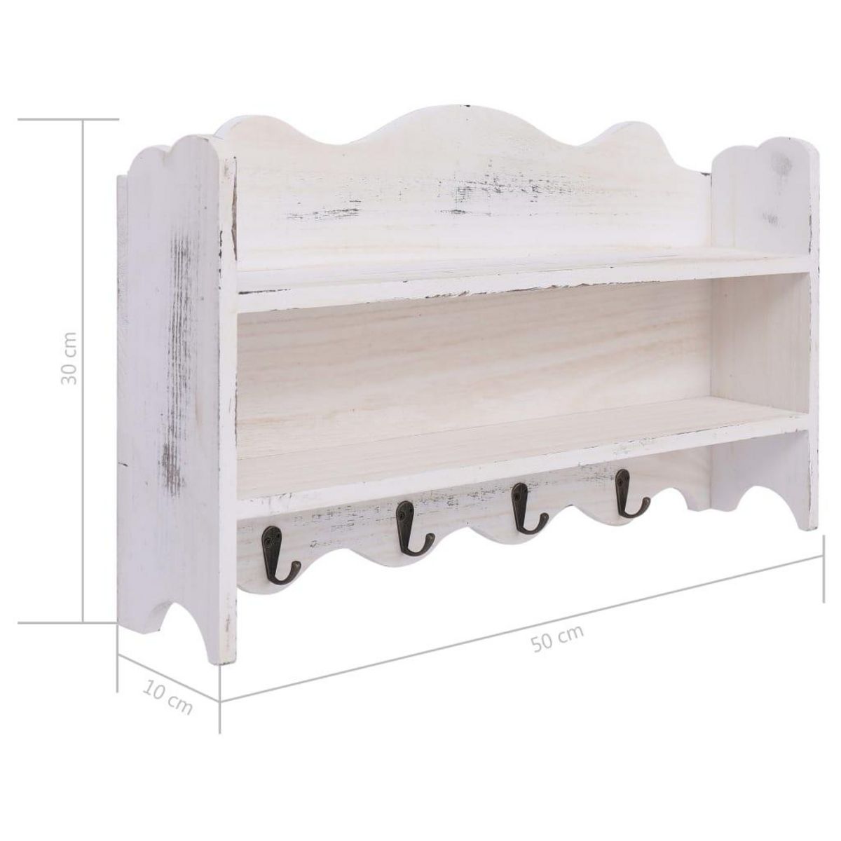 VIDAXL Porte-manteau mural Blanc 50x10x30 cm Bois
