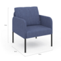 Voir la diapositive 5 : ID MARKET Fauteuil AUGUSTE tissu bleu pieds métal noir