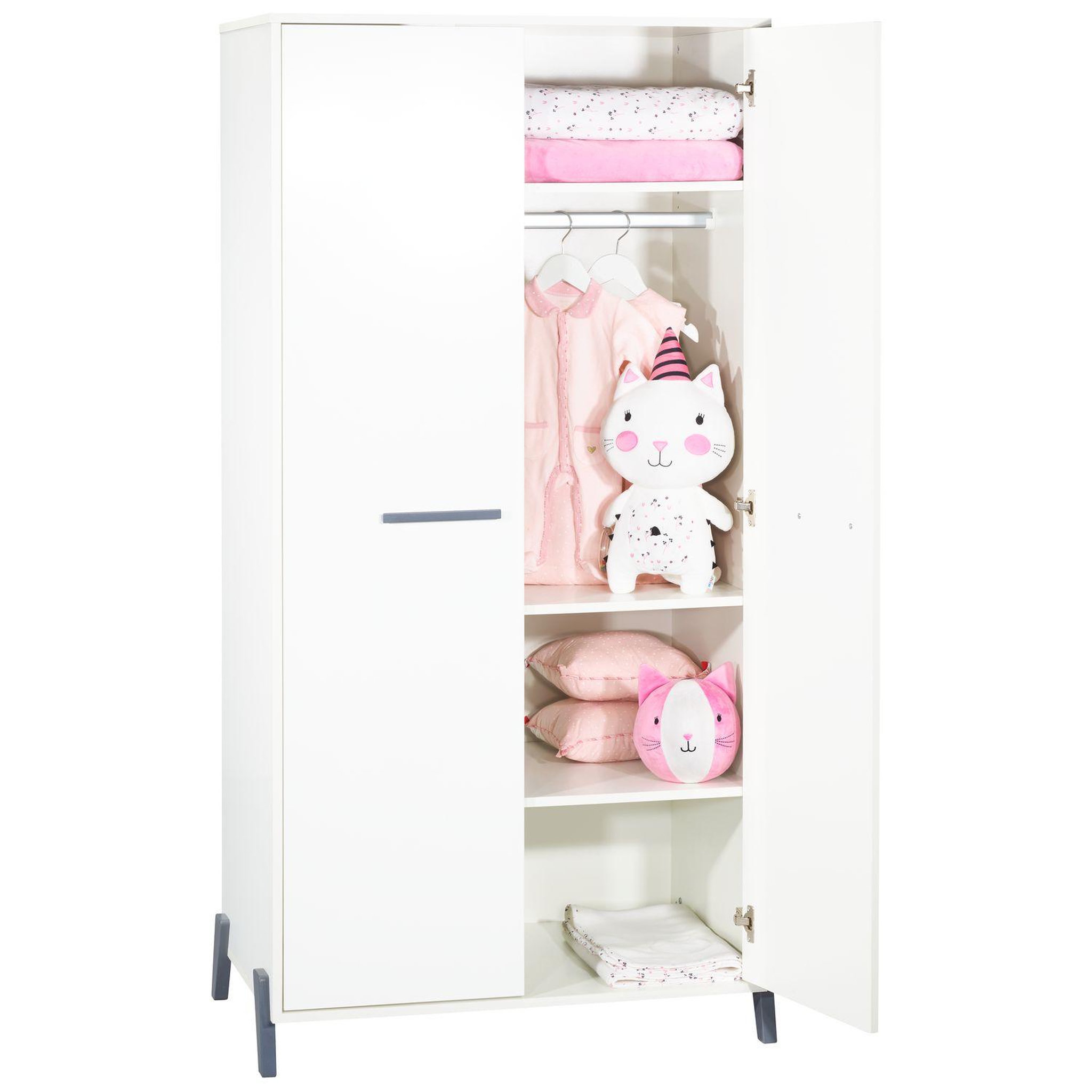 Voir la diapositive 3 : BABY PRICE Armoire bébé 2 portes JOY, coloris gris