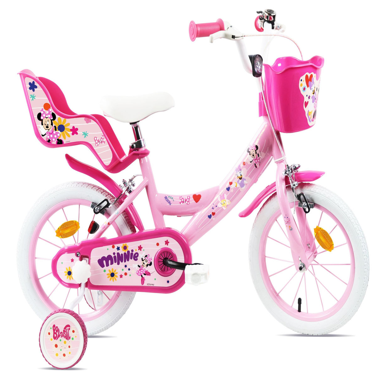 DISNEY Vélo enfants 14  Fille Licence  Minnie  pour enfant de 4 à 6 ans avec stabilisateurs à molettes - 2 freins