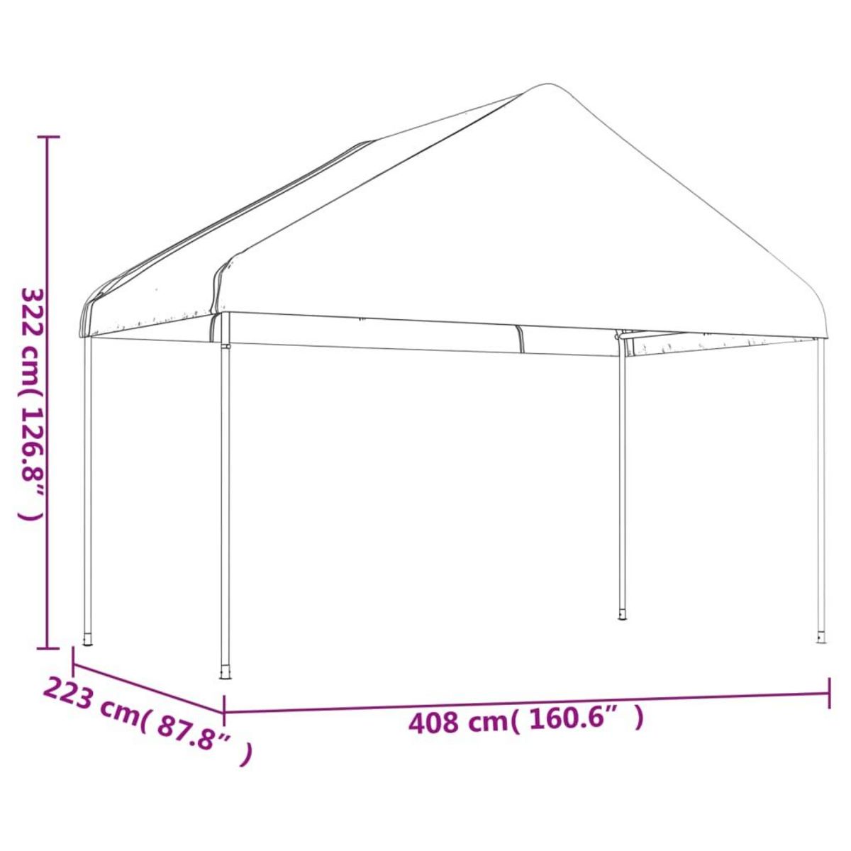 VIDAXL Belvedere avec toit blanc 4,08x2,23x3,22 m polyethylene