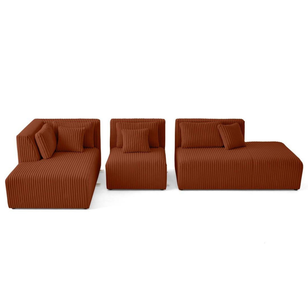 LISA DESIGN Victoire - canapé modulable d'angle gauche 5 places en velours côtelé grosses côtes