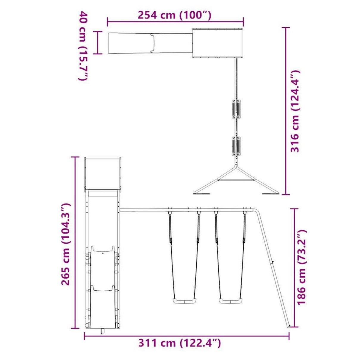 VIDAXL Aire de jeux d'exterieur bois de pin massif