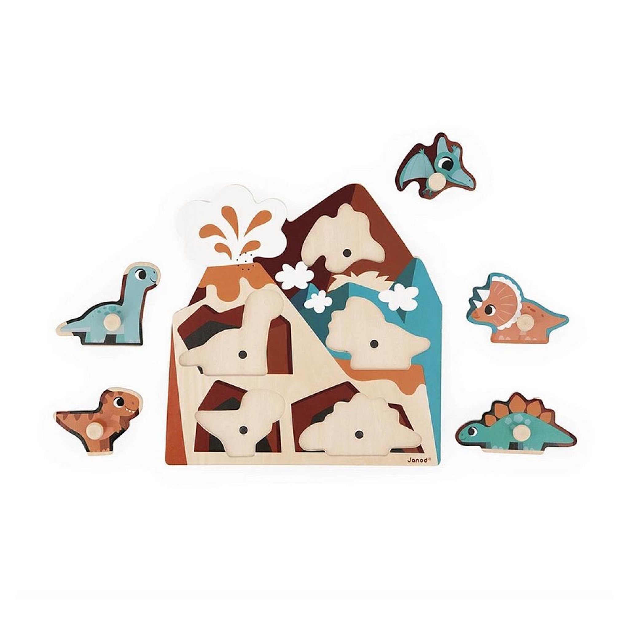 Voir la diapositive 3 : JANOD Puzzle encastrement Sonore Dino - 5 pcs