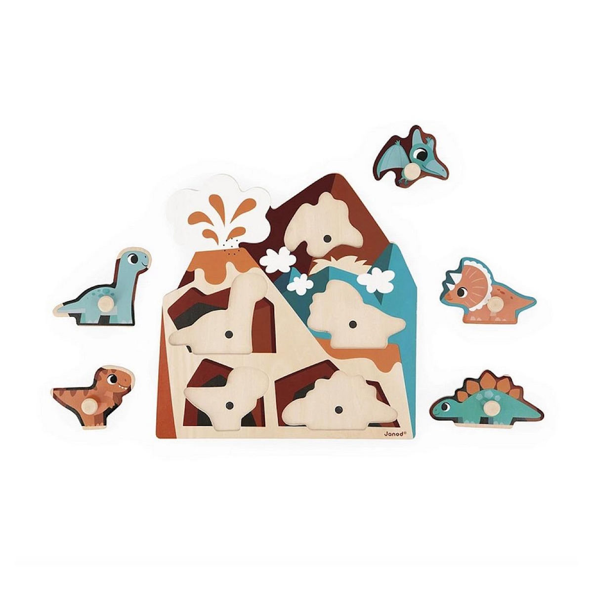 Juratoys-Janod Puzzle encastrement Sonore Dino - 5 pcs
