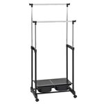 Paris Prix Portant à Vêtements  2 Tringles  160cm Noir & Chromé