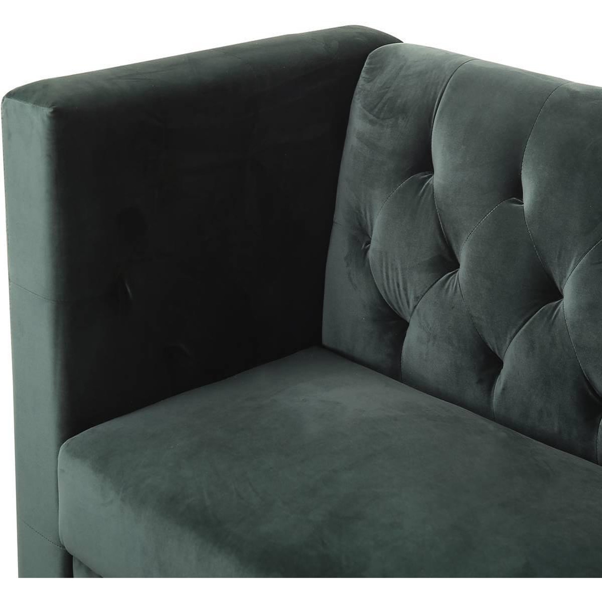 Voir la diapositive 4 : Habitat et Jardin Canapé fixe en velours  bruce  - 196 x 76 x 82 cm - 3 places - vert foncé