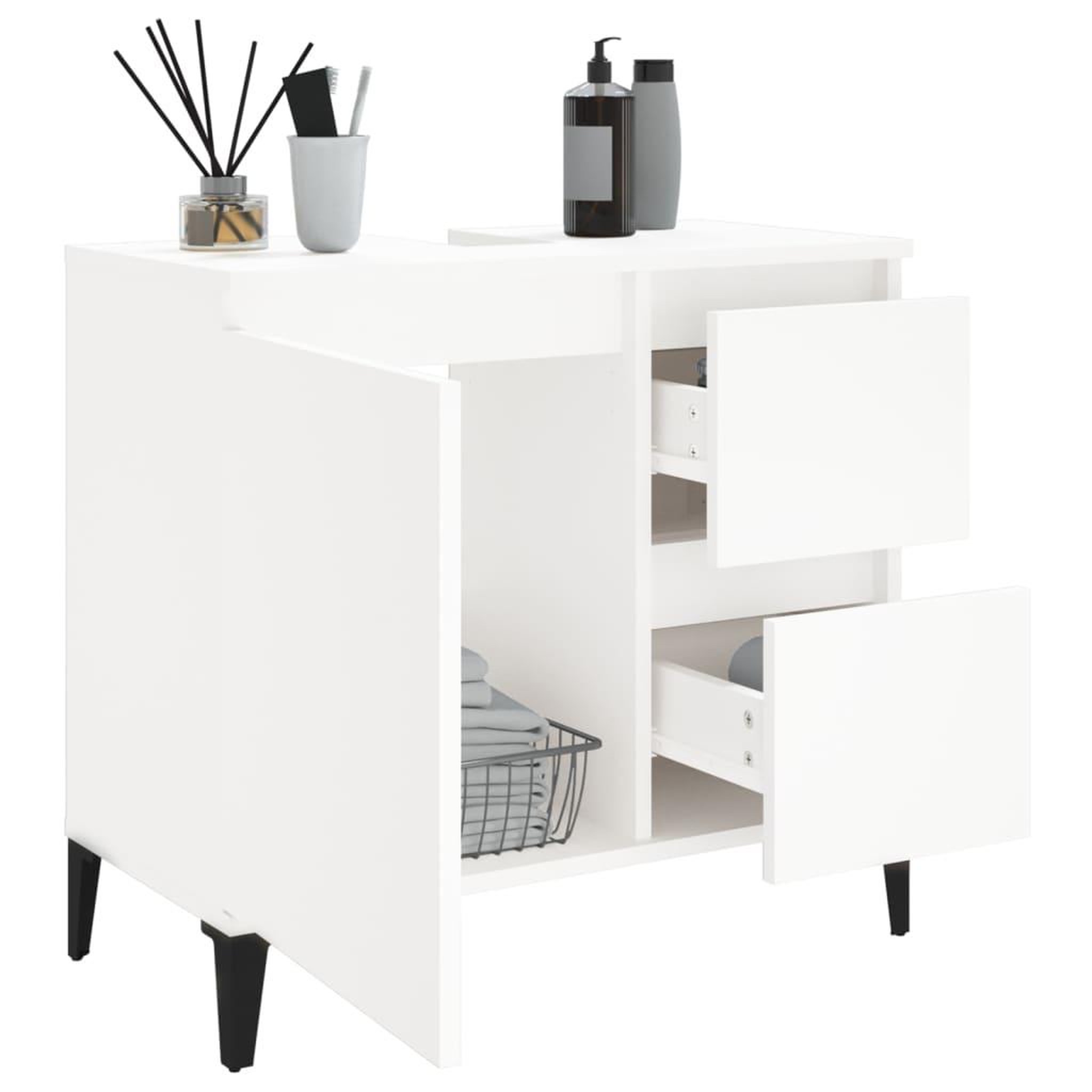 Voir la diapositive 4 : VIDAXL Armoire de salle de bain blanc 65x33x60 cm bois d'ingenierie
