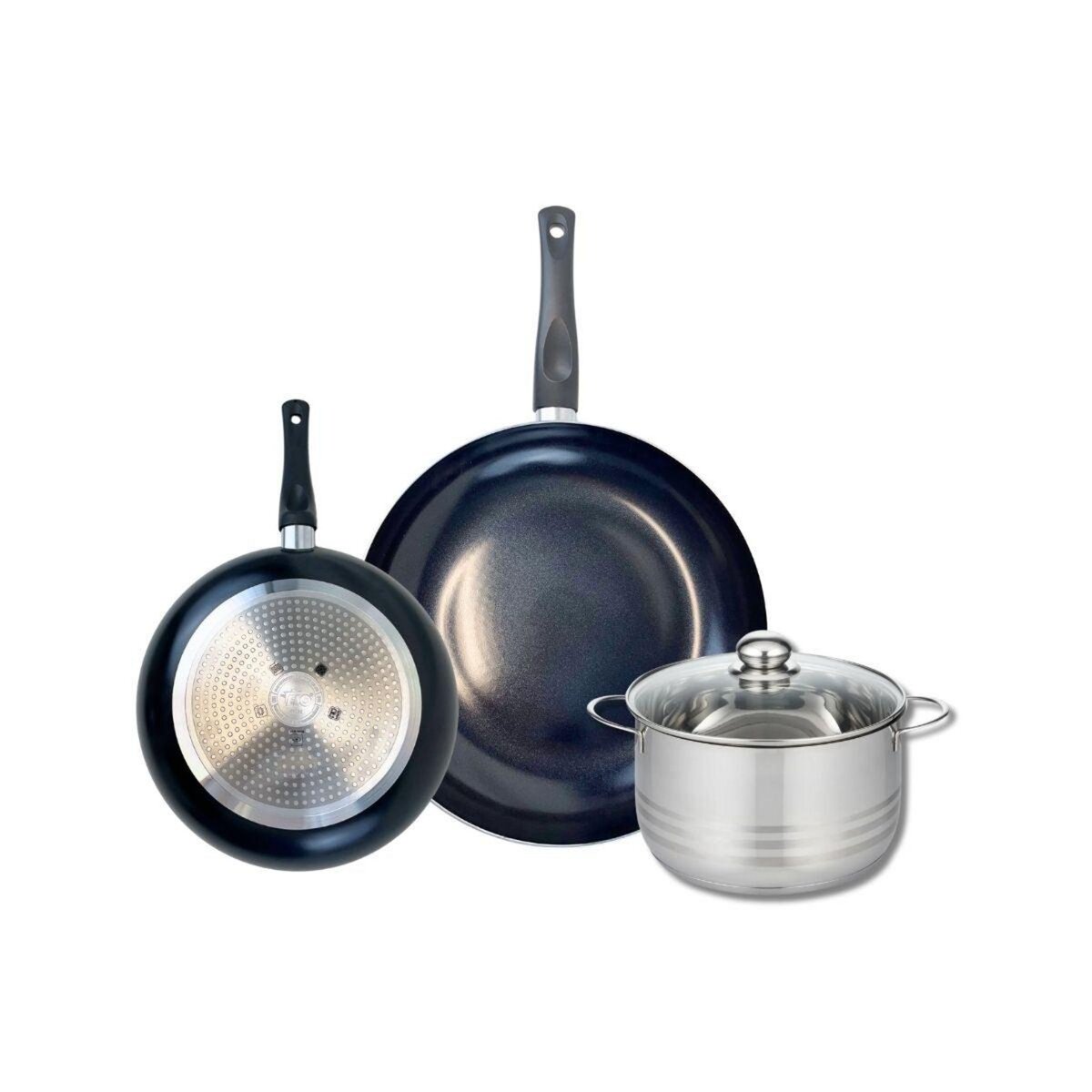 ELO Ensemble de 2 Poêles de cuisson 24 et 32 cm et 1 faitout 20 cm Elo Prima Brillant