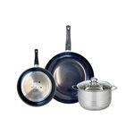 ELO Ensemble de 2 Poêles de cuisson 24 et 32 cm et 1 faitout 20 cm Elo Prima Brillant