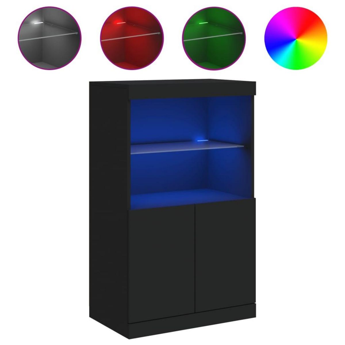 VIDAXL Buffet avec lumieres LED noir 60,5x37x100 cm