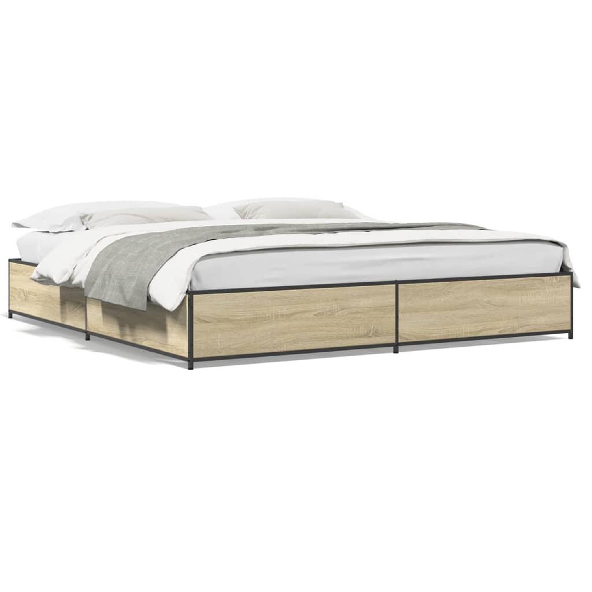 Voir la diapositive 2 : VIDAXL Cadre de lit sans matelas chene sonoma 200x200 cm