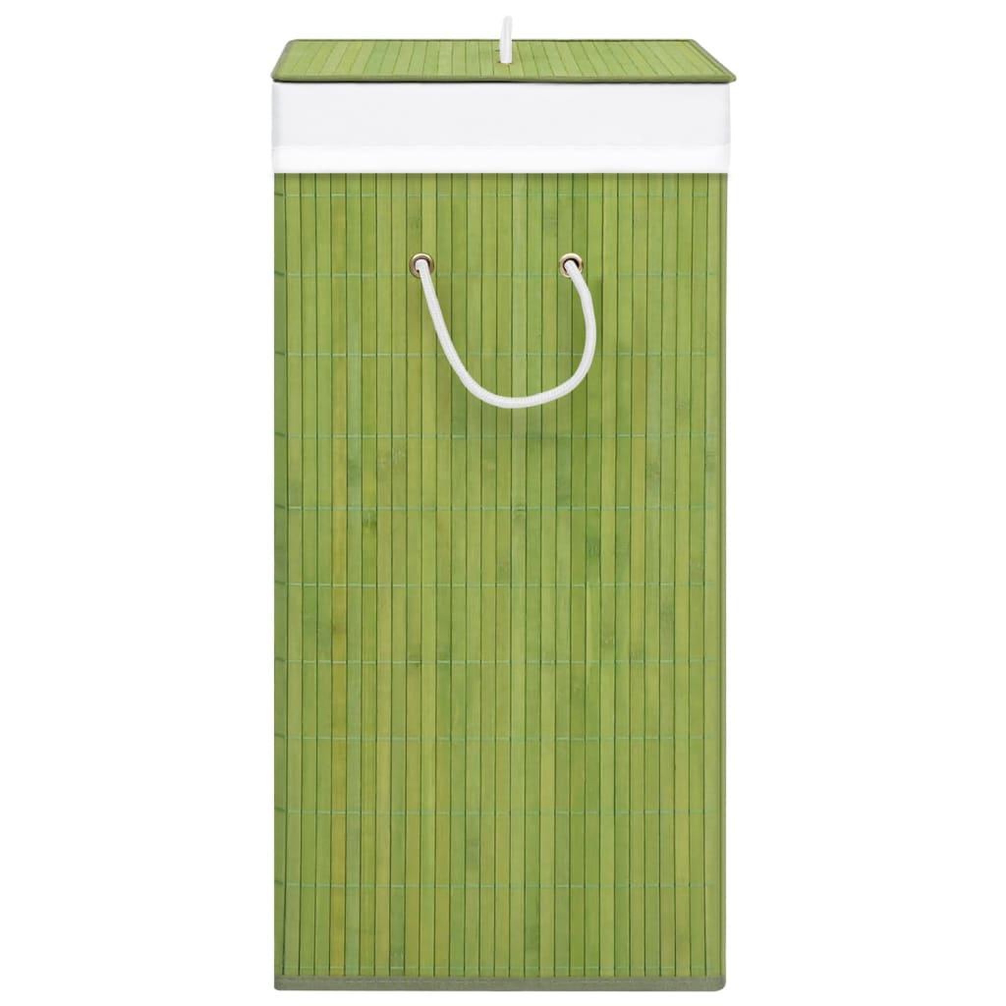 Voir la diapositive 5 : VIDAXL Panier a linge avec 2 sections bambou vert 72 L