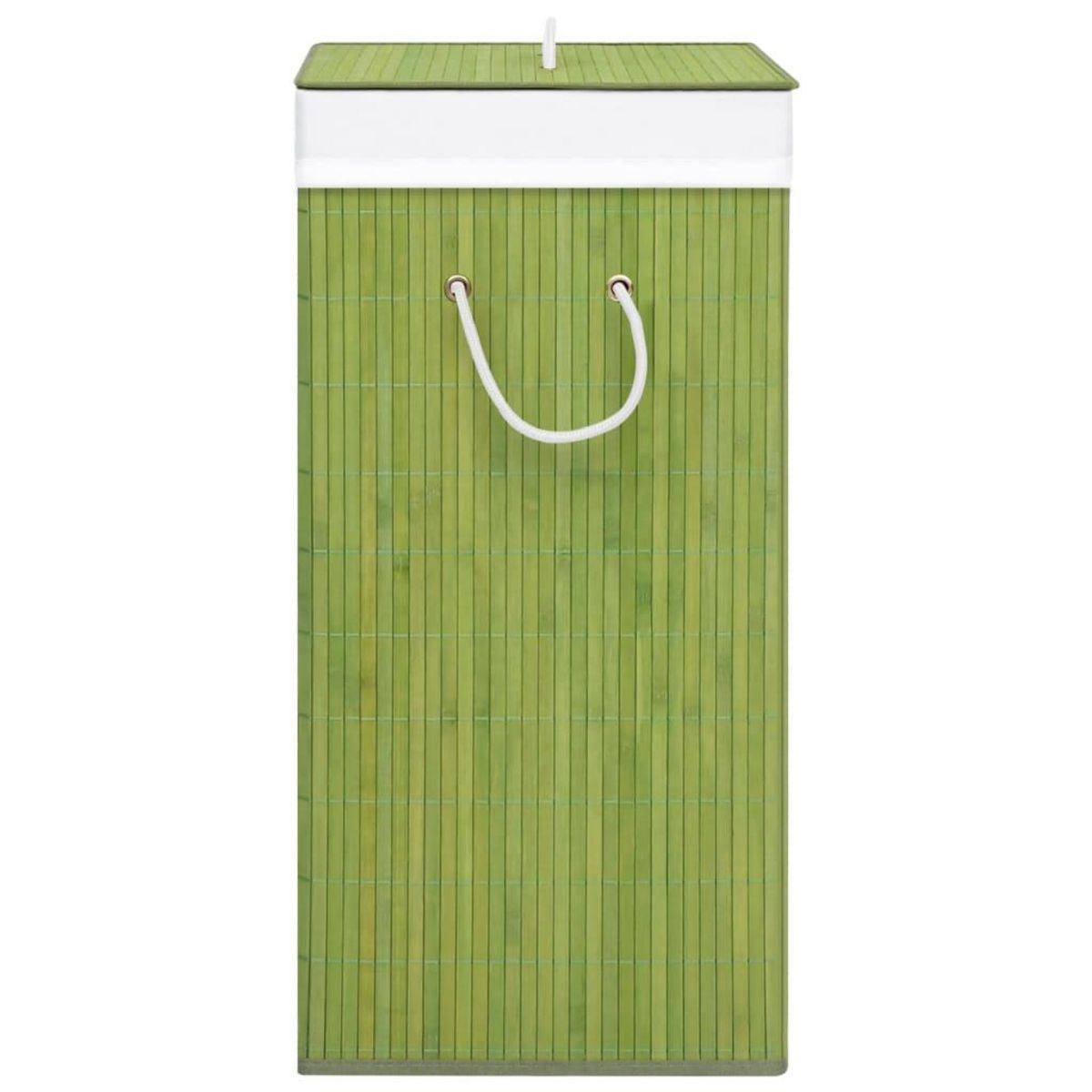 VIDAXL Panier a linge avec 2 sections bambou vert 72 L