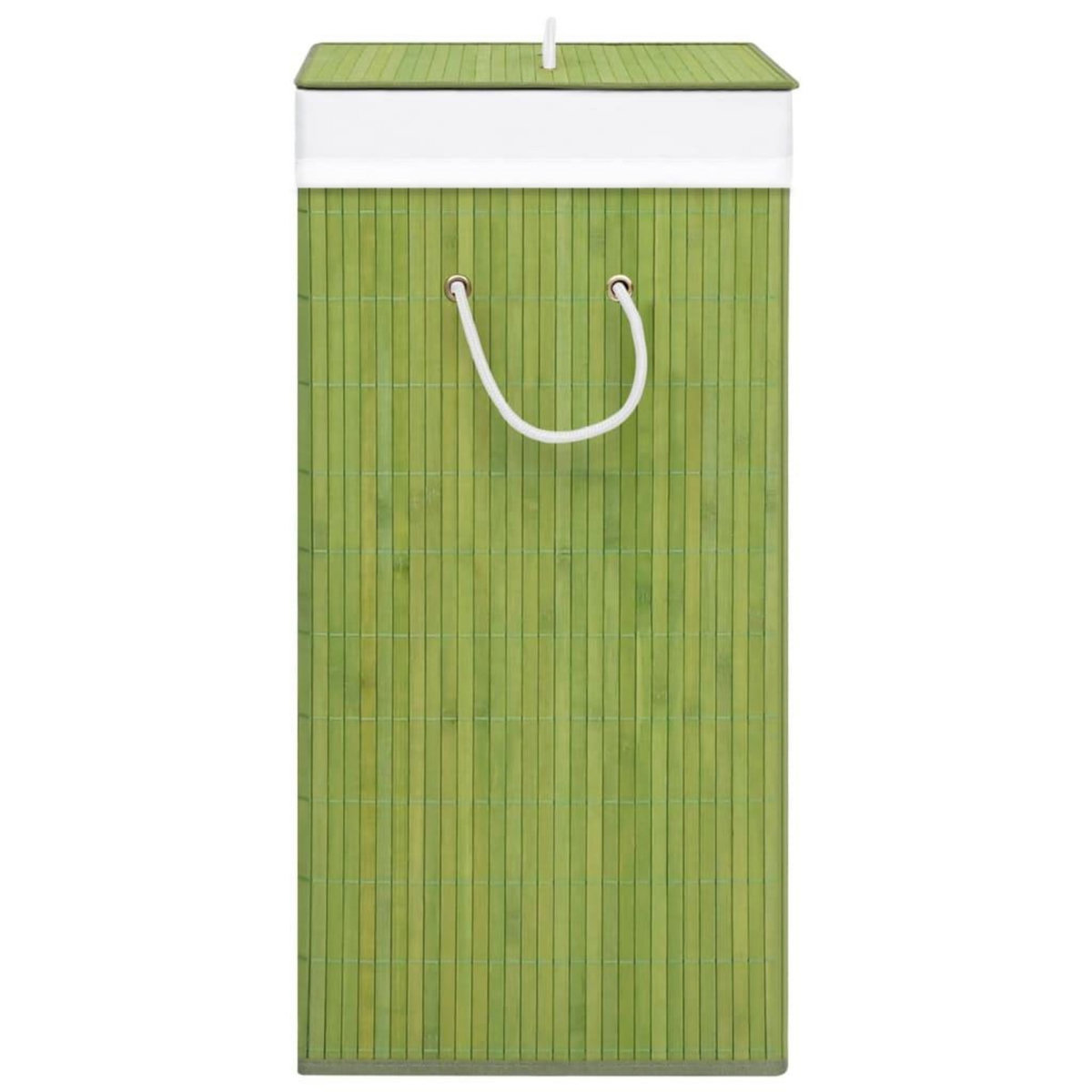 VIDAXL Panier a linge avec 2 sections bambou vert 72 L