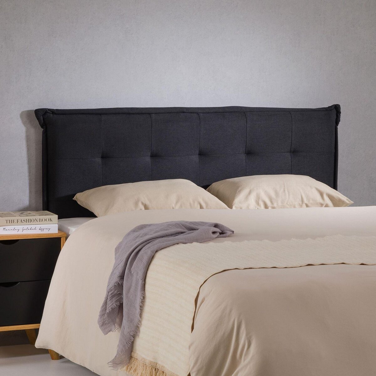 IDIMEX Tête de lit ZELOX 160 capitonnée sur pieds, en tissu