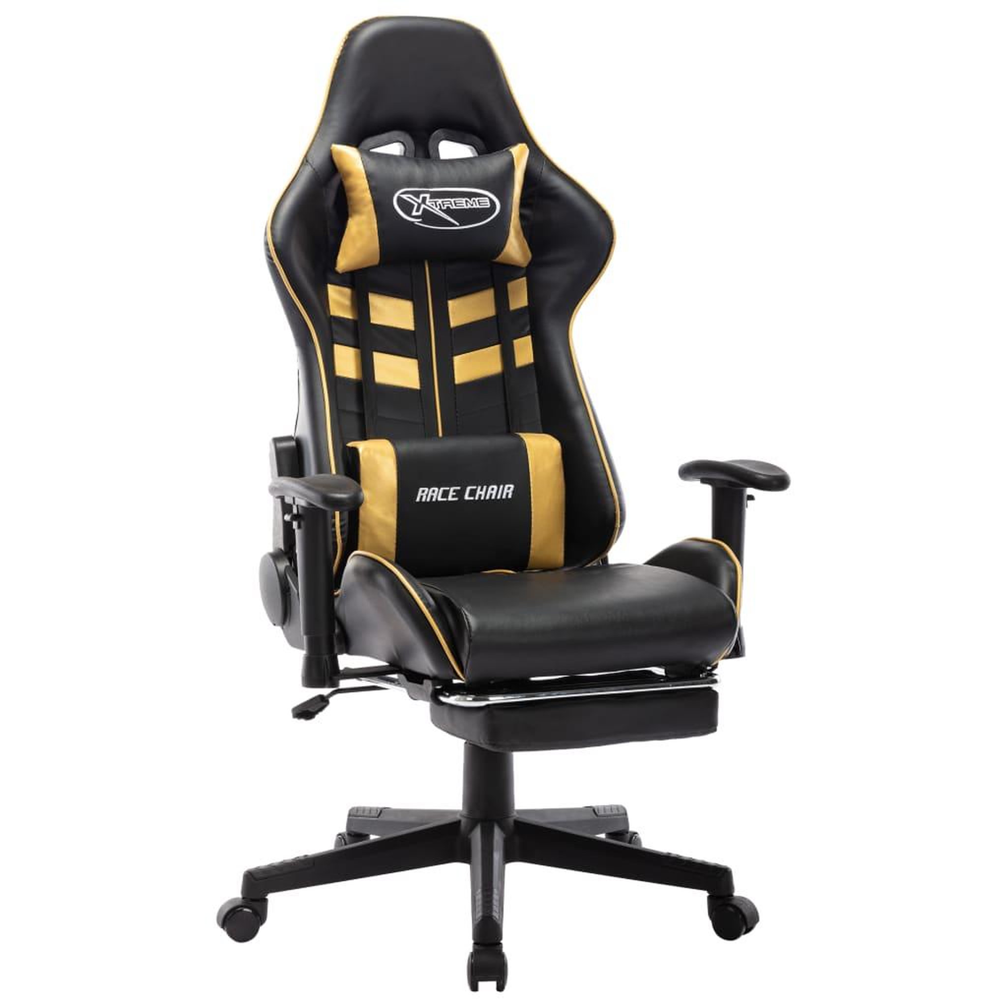 VIDAXL Chaise de jeu avec repose-pied Noir et dore Cuir artificiel