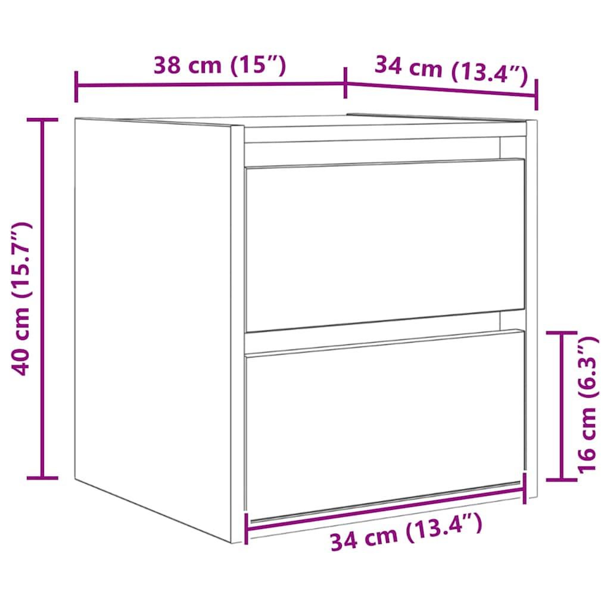Voir la diapositive 6 : VIDAXL Table de chevet murale sonoma gris 38x34x40 cm