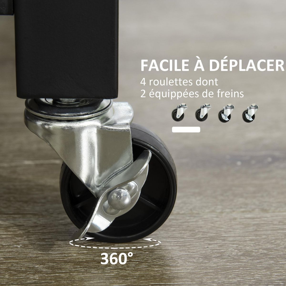 HOMCOM HOMCOM Chariot desserte de cuisine à roulettes avec tiroir - dim. 60 x 50 x 84,5 cm - noir et imitation bois