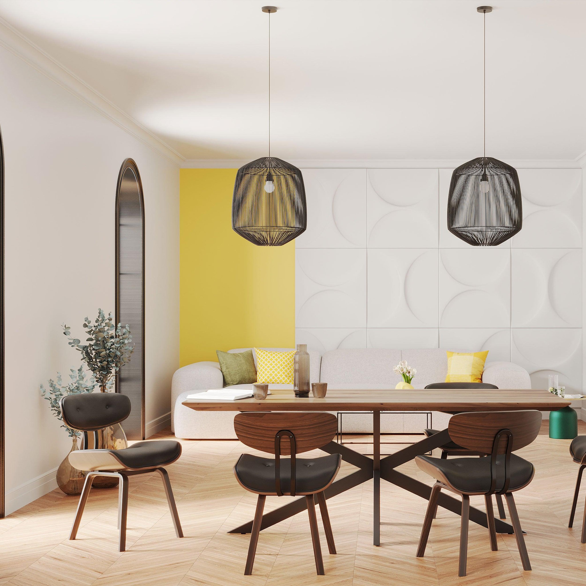 Voir la diapositive 5 : MAISON PAVANE Chaise en pu noir et pieds en bois plié-pétrus