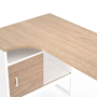 Voir la diapositive 6 : ID MARKET Bureau d'angle ROB blanc et façon hêtre niche de rangement et porte design industriel