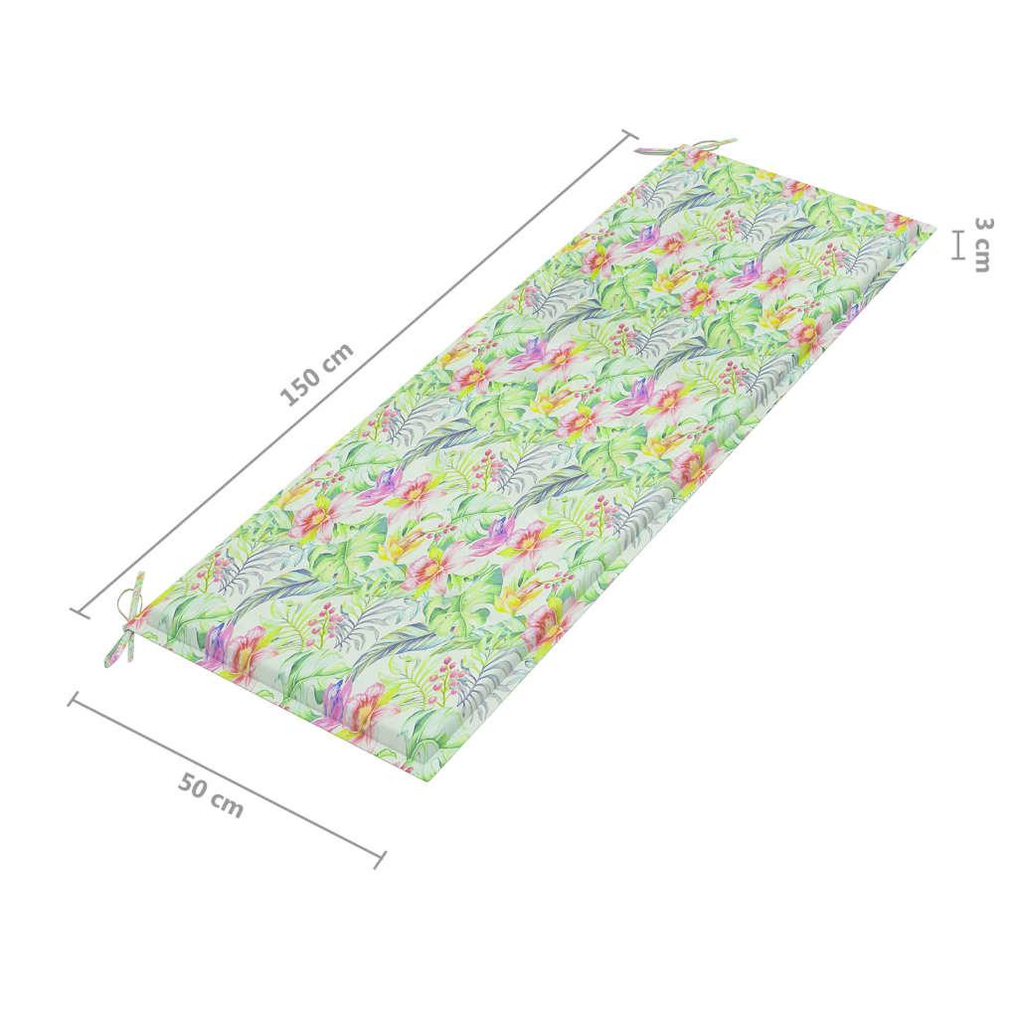 Voir la diapositive 5 : VIDAXL Coussin de banc de jardin motif de feuilles 150x50x3 cm