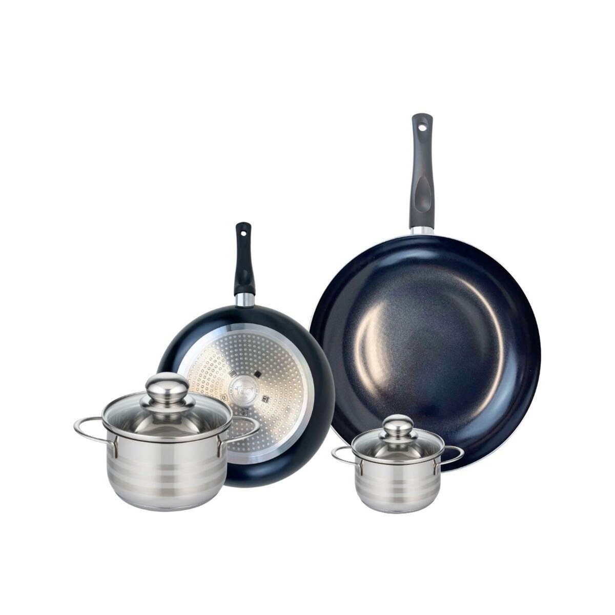 ELO Ensemble de 2 Poêles de cuisson 24 et 32 cm et 2 faitouts 12 et 16 cm Elo Prima Brillant