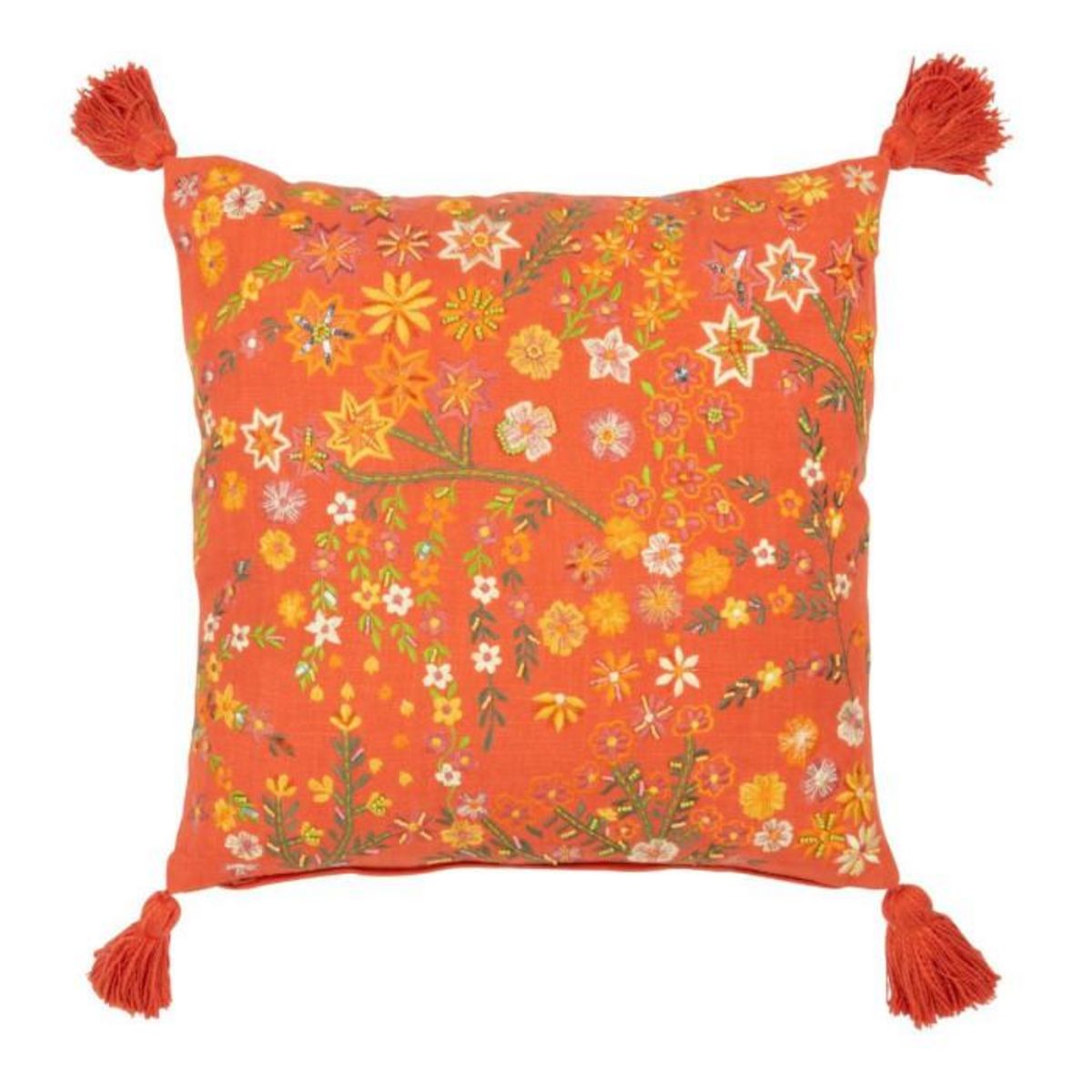 Paris Prix Coussin Design Fleurs  Mexican  45x45cm Orange