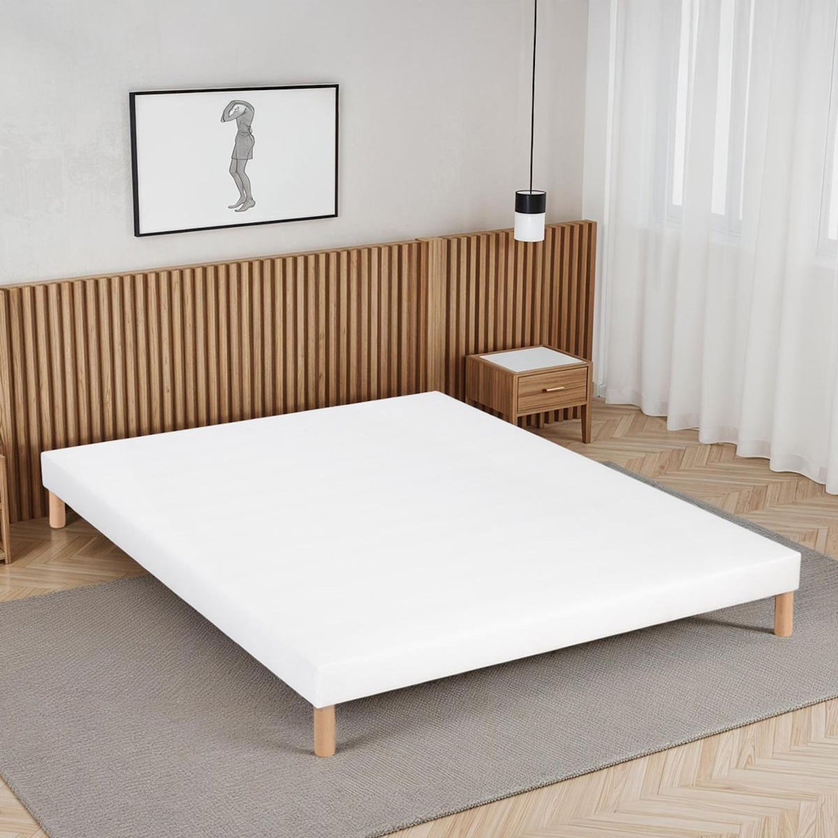 BELLECOUR BELLECOUR LITERIE | Sommier tapissier CAPUCINE | Epaisseur 13 cm | Blanc (pieds non inclus)
