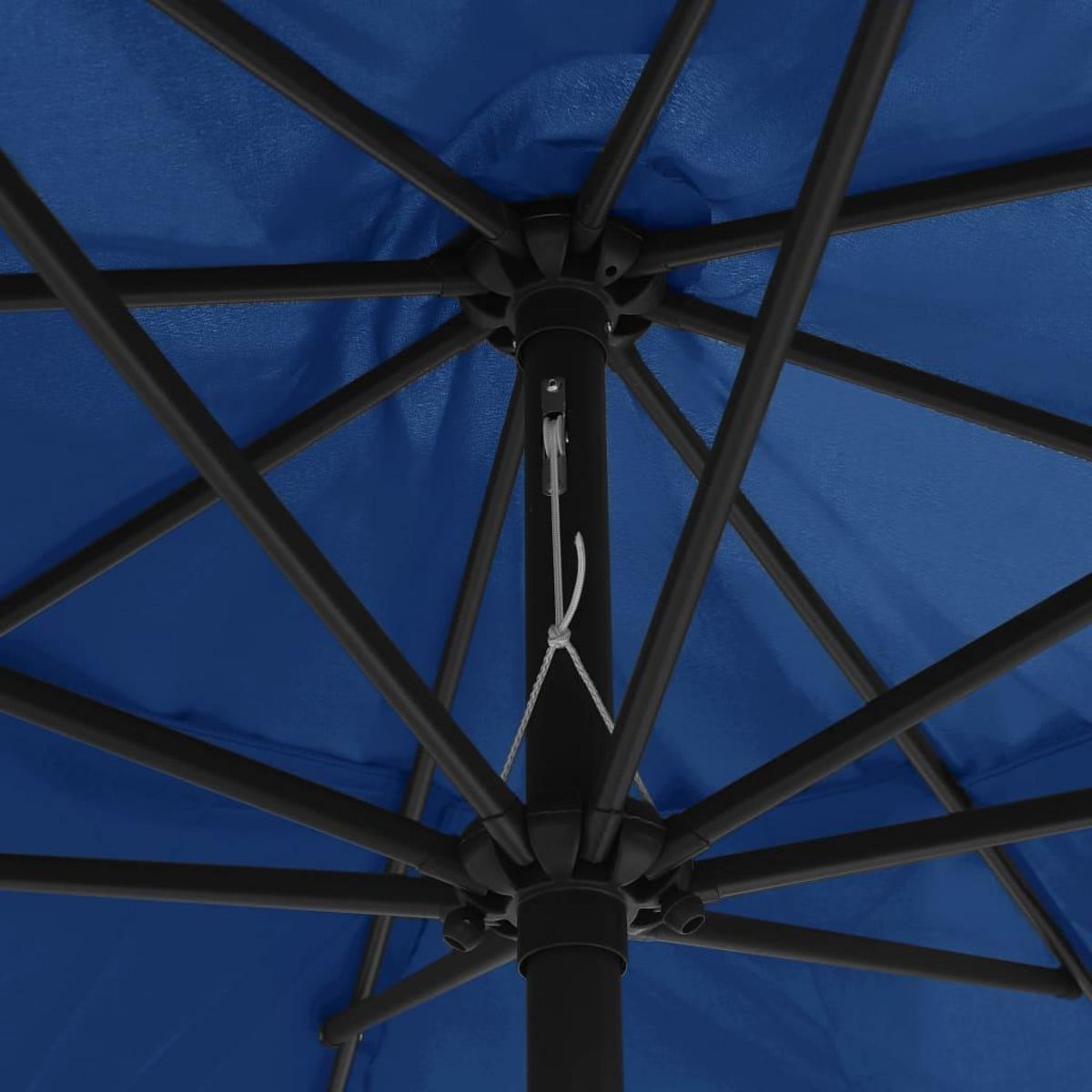 VIDAXL Parasol de jardin avec mat en metal 390 cm bleu azure