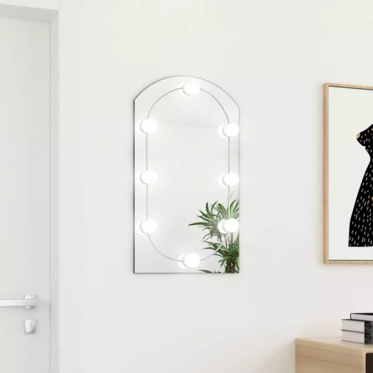 VIDAXL Miroir avec eclairage LED 70x40 cm Verre Arche