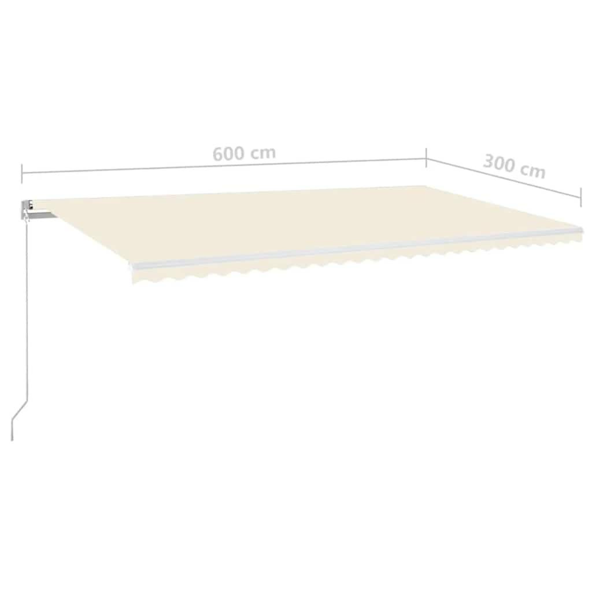Voir la diapositive 6 : VIDAXL Auvent manuel retractable avec LED 600x300 cm Creme