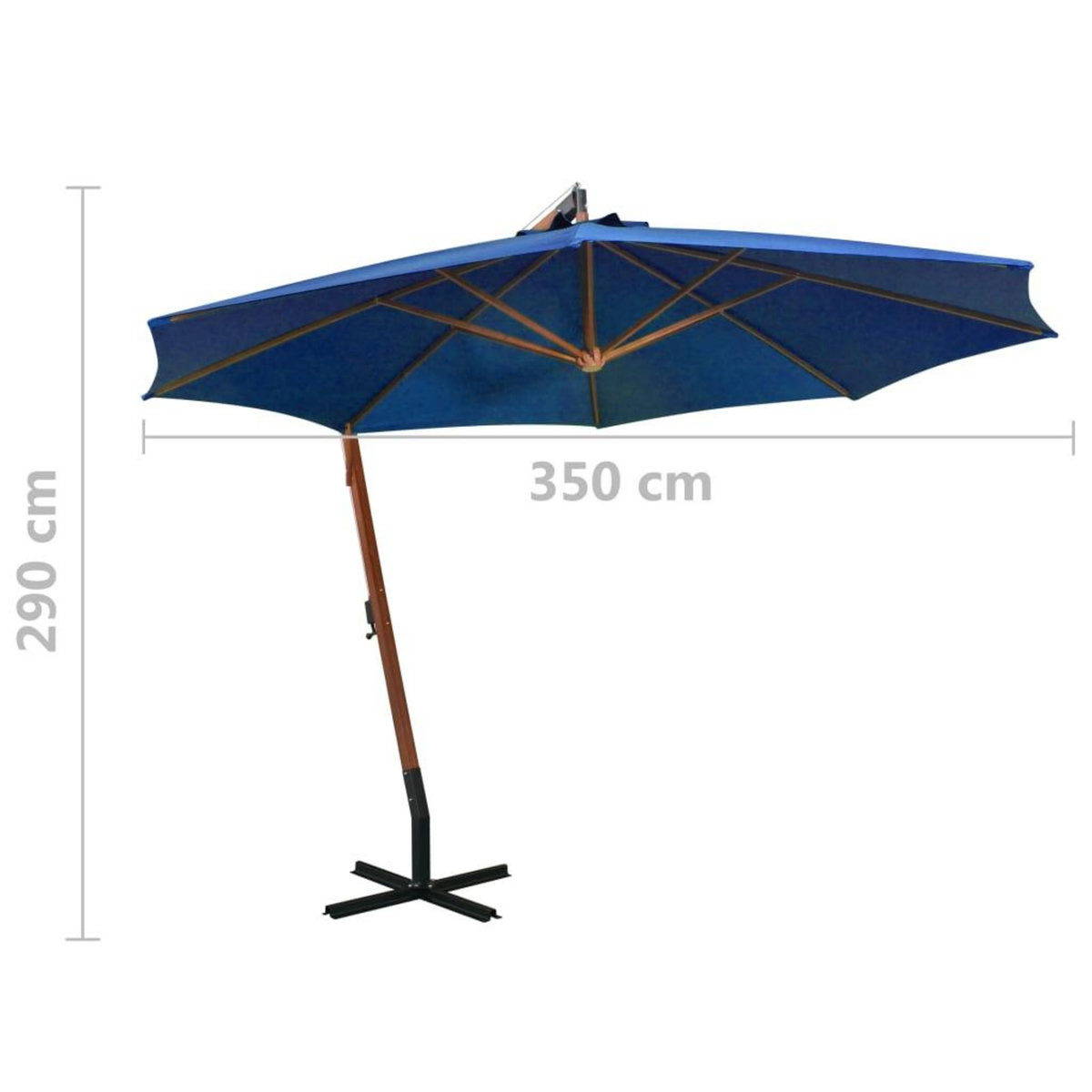 VIDAXL Parasol de jardin suspendu avec mat bleu azure bois de sapin