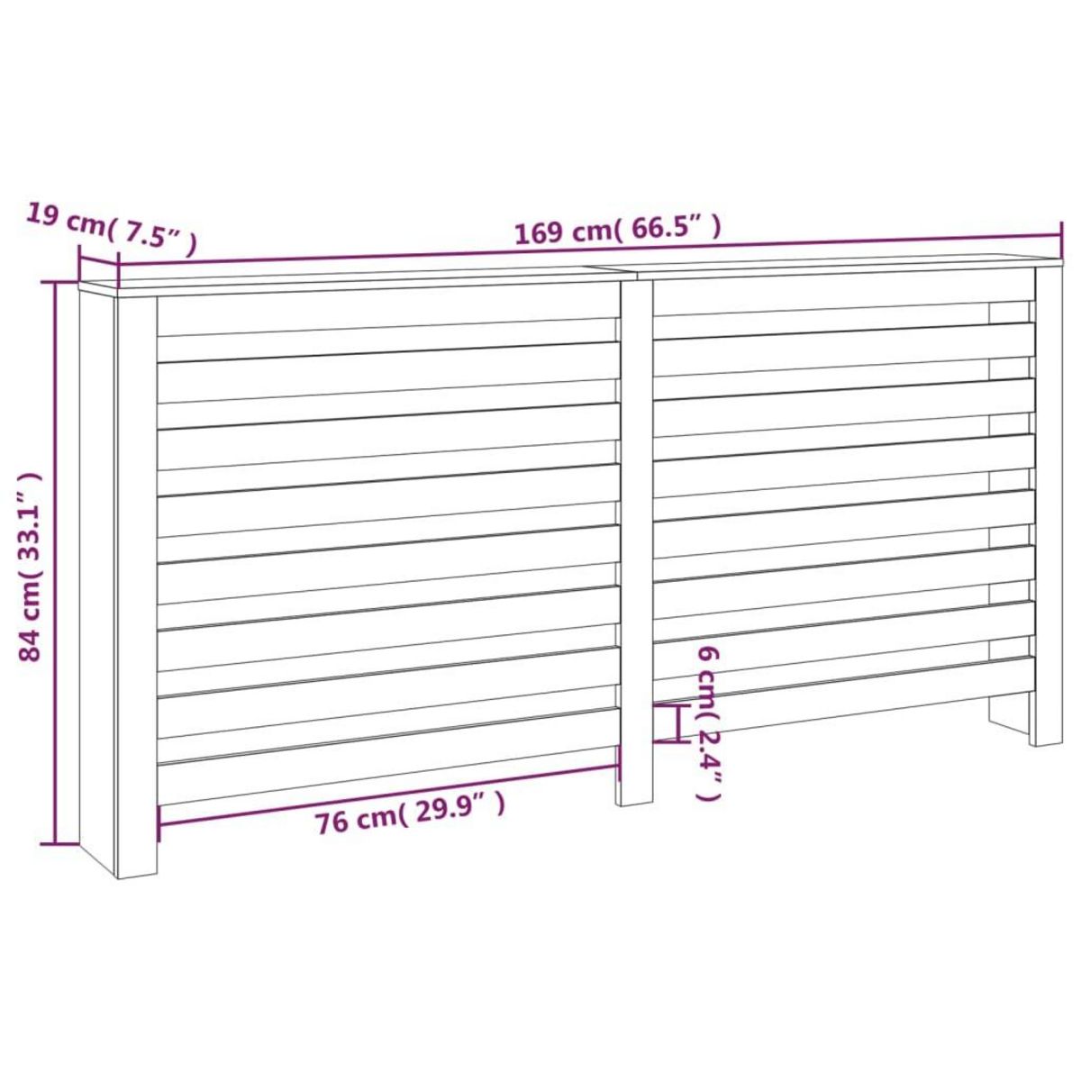 VIDAXL Cache-radiateur 169x19x84 cm Bois massif de pin