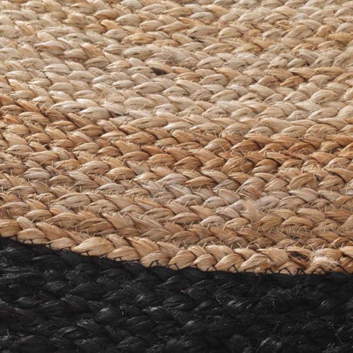 Paris Prix Tapis Rond Déco en Jute  Salem  90cm Noir