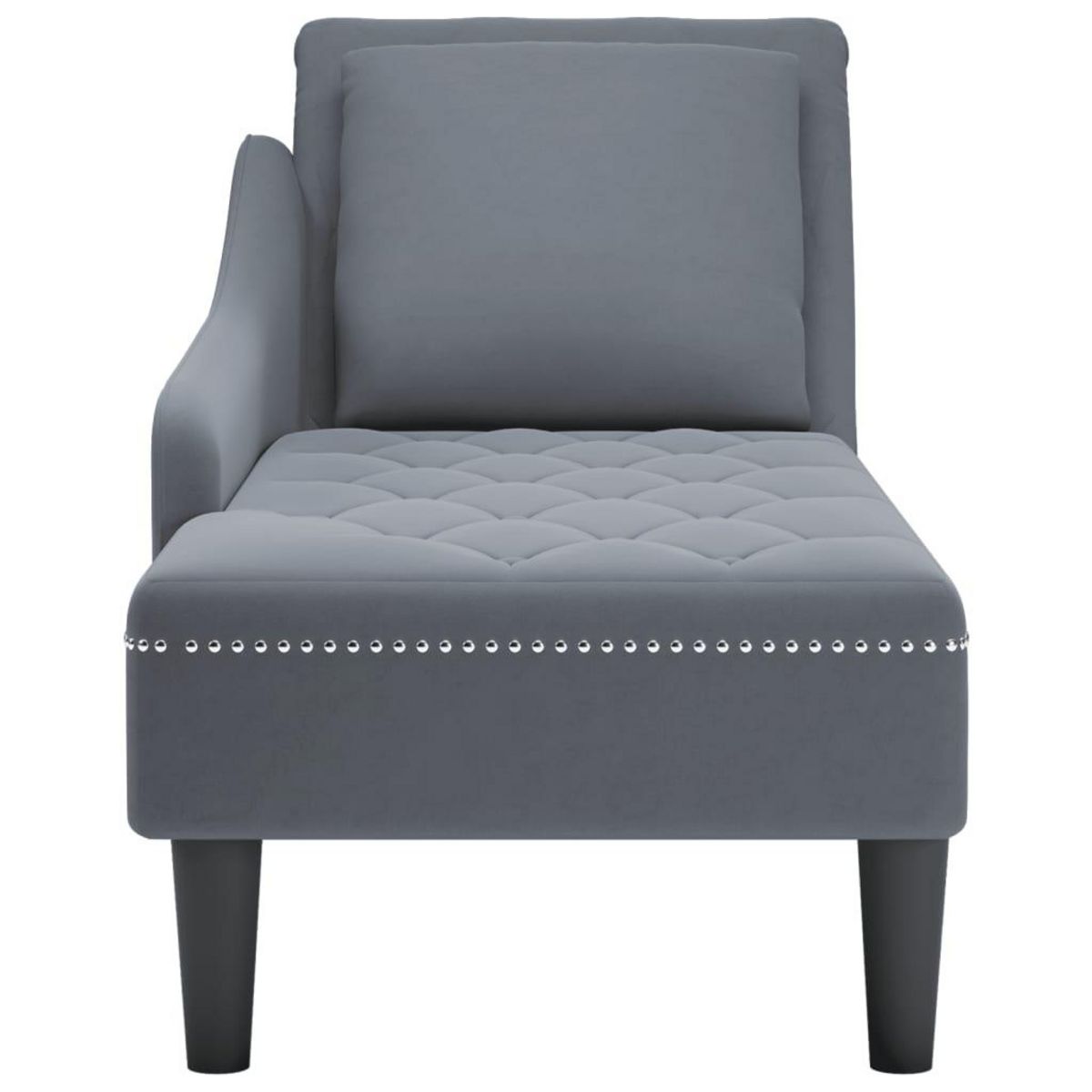 VIDAXL Fauteuil long et coussin et accoudoir droit gris fonce velours