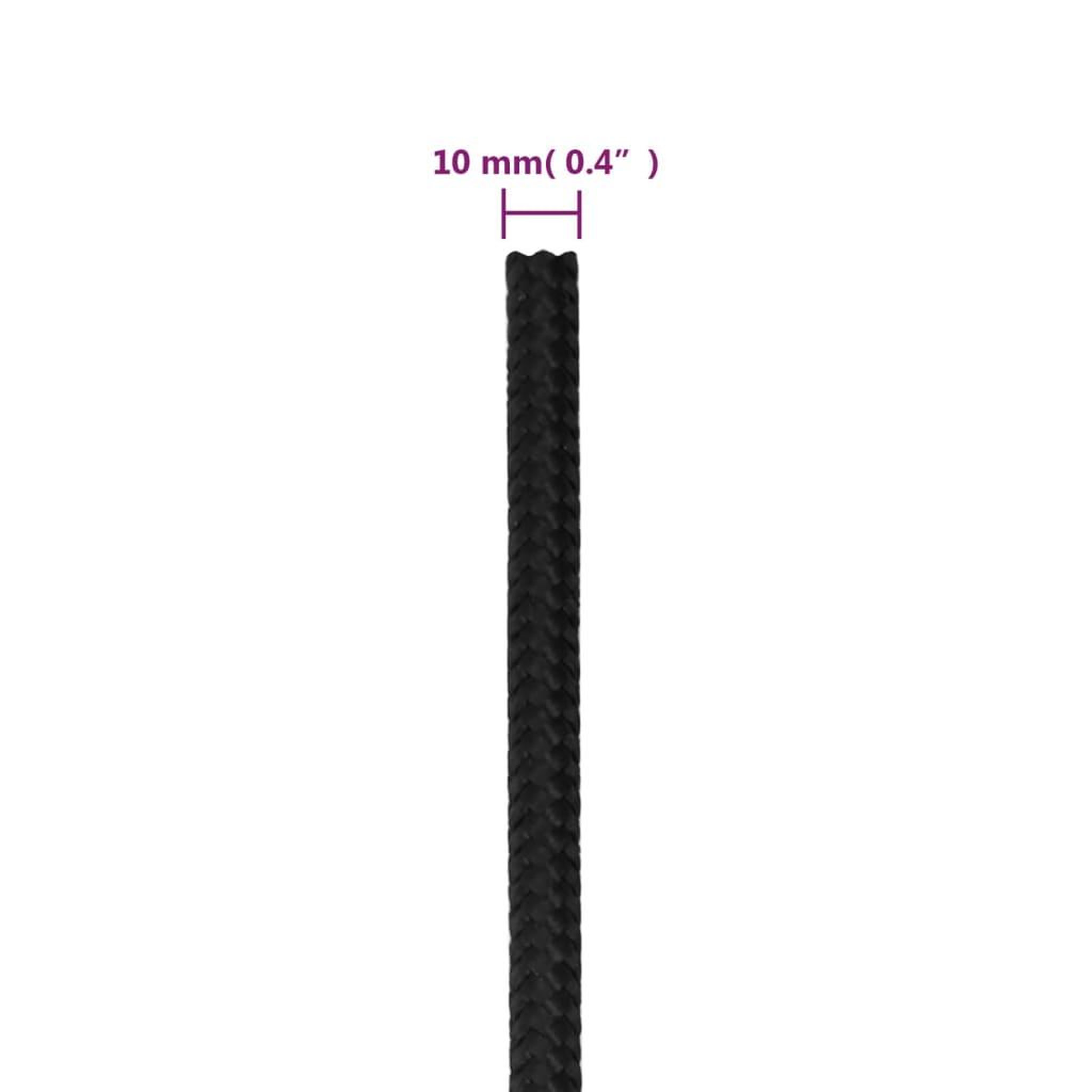 Voir la diapositive 6 : VIDAXL Corde de bateau Noir complet 10 mm 100 m Polypropylene
