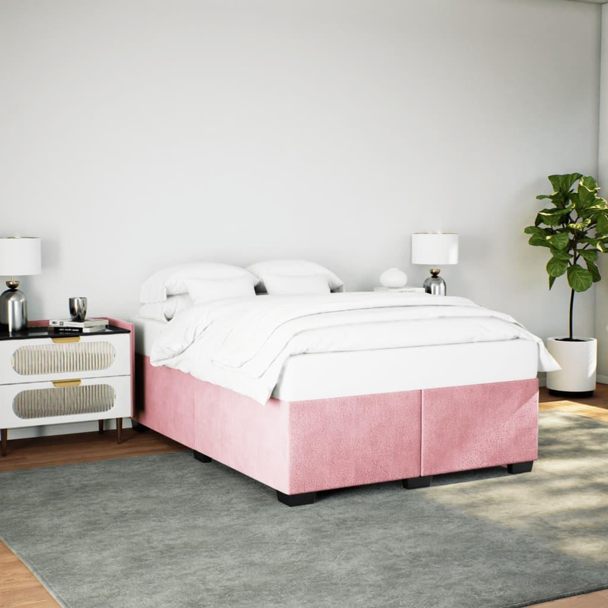 VIDAXL Cadre de lit sans matelas rose 160x200 cm velours
