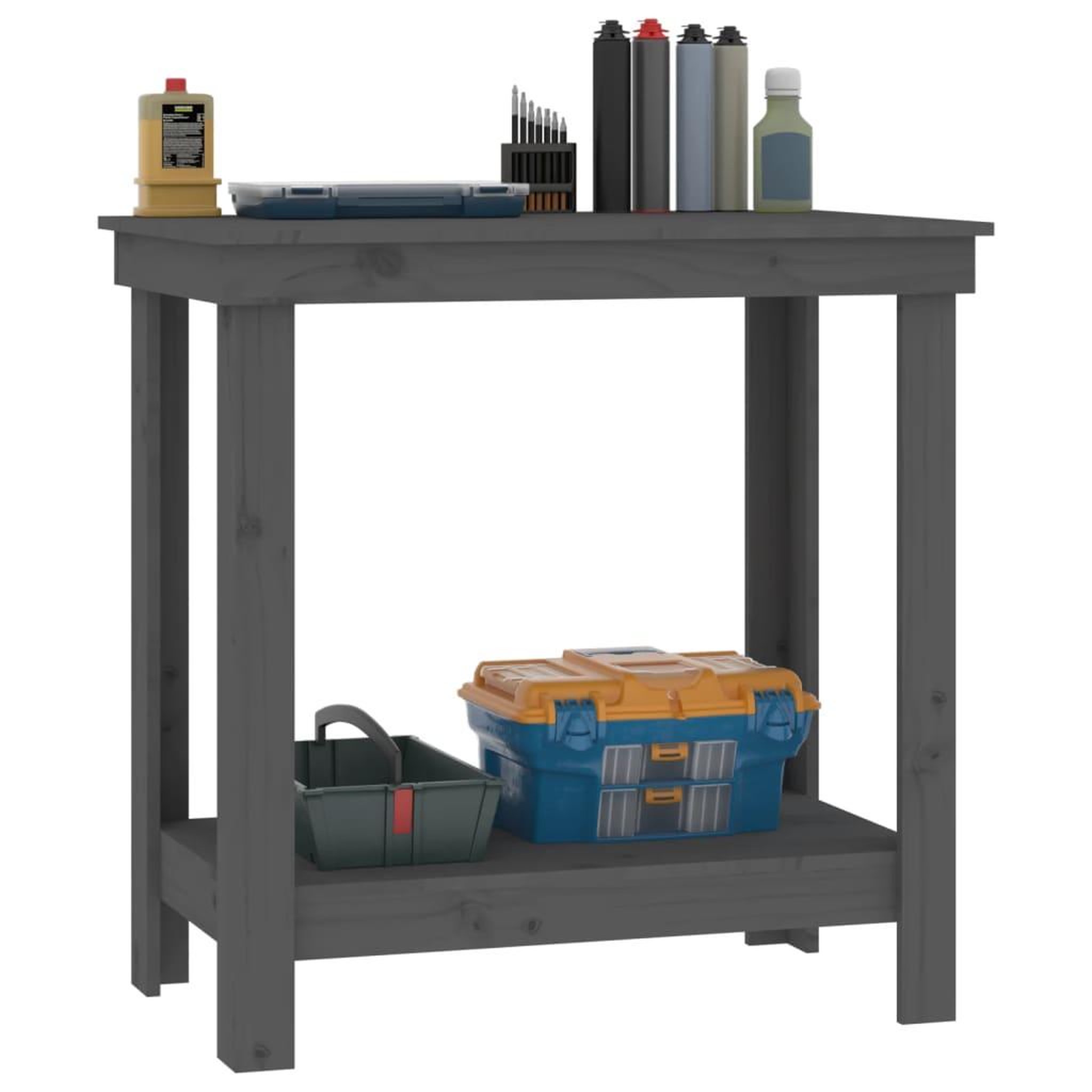 Voir la diapositive 4 : VIDAXL Banc de travail Gris 80x50x80 cm Bois de pin massif