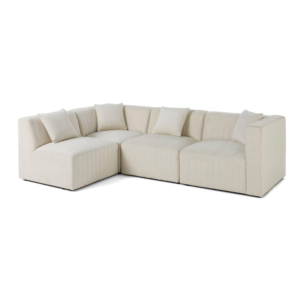 LISA DESIGN Nova - canapé modulable d'angle gauche - 5 places - avec pouf d'appoint - en velours