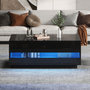 Voir la diapositive 4 : MERAX Table basse rectangulaire noir avec 2 tiroirs - 50x100 cm led mdf