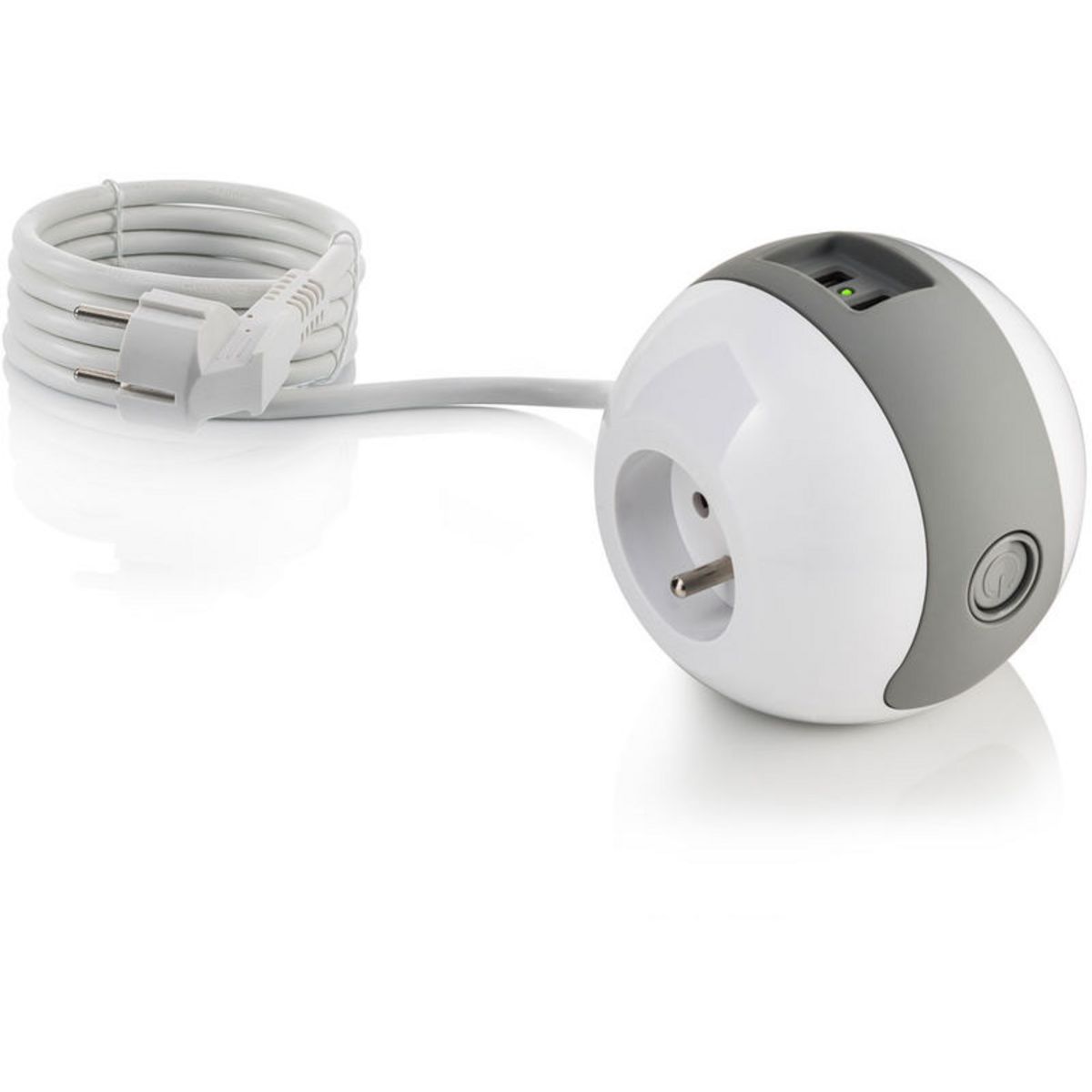 WATT AND CO Multiprise USB Wattball Blanc - Gris