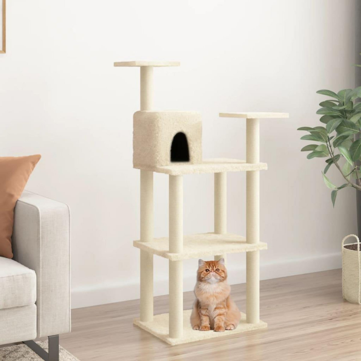 VIDAXL Arbre a chat avec griffoirs en sisal creme 118,5 cm
