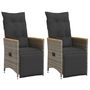 Voir la diapositive 1 : VIDAXL Chaises inclinables de jardin lot de 2 et coussins gris rotin