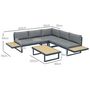 Voir la diapositive 3 : OUTSUNNY Salon de jardin d'angle 5 places avec table basse coussins alu gris aspect bois