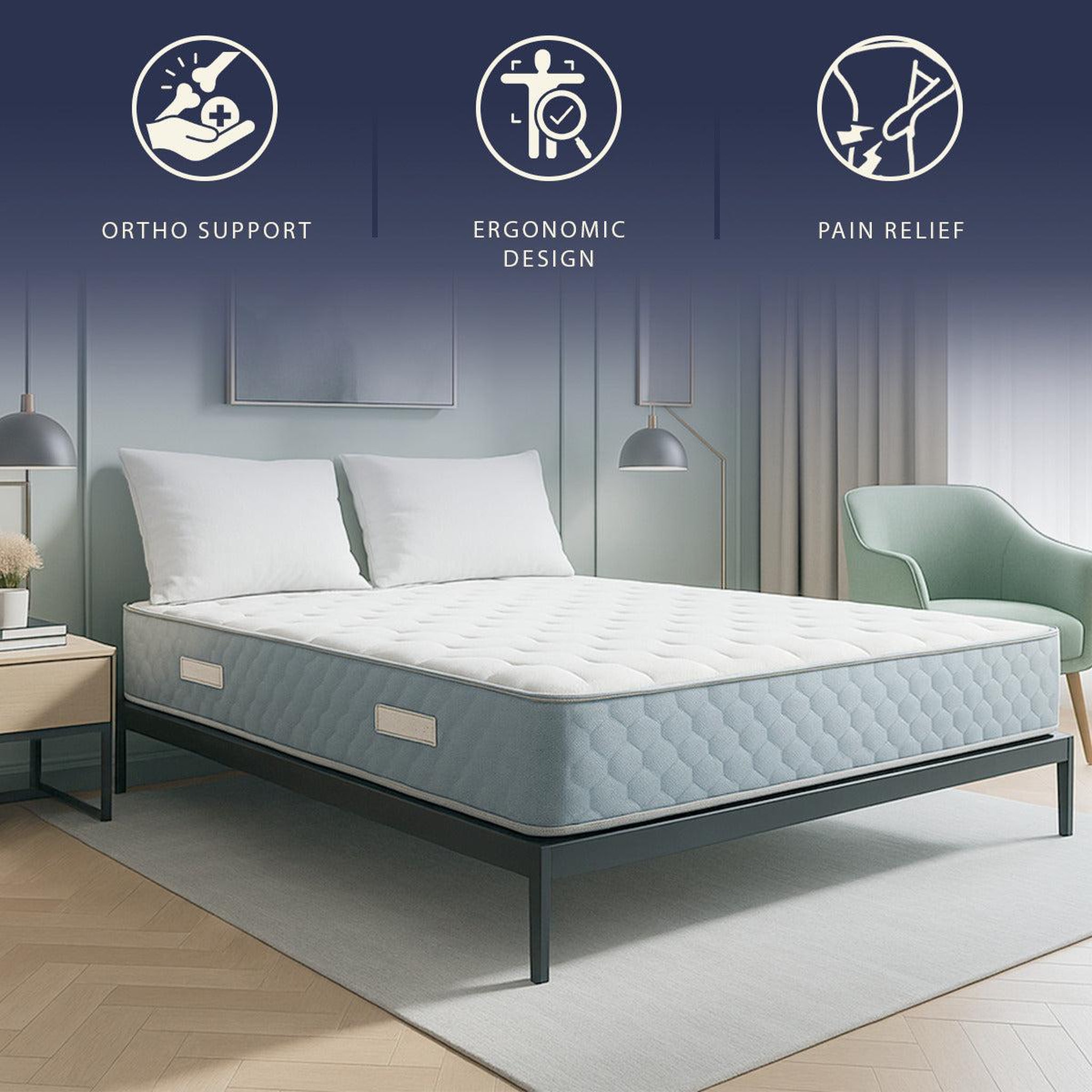 Voir la diapositive 5 : THE WHITE STONE Matelas Orthopédique 80x190 cm en Waterfoam & Mémoire de Forme | Hauteur 22 cm | Dispositif Médical Classe 1 | Hypoallergénique & Anti-acariens | Fabriqué en Italie